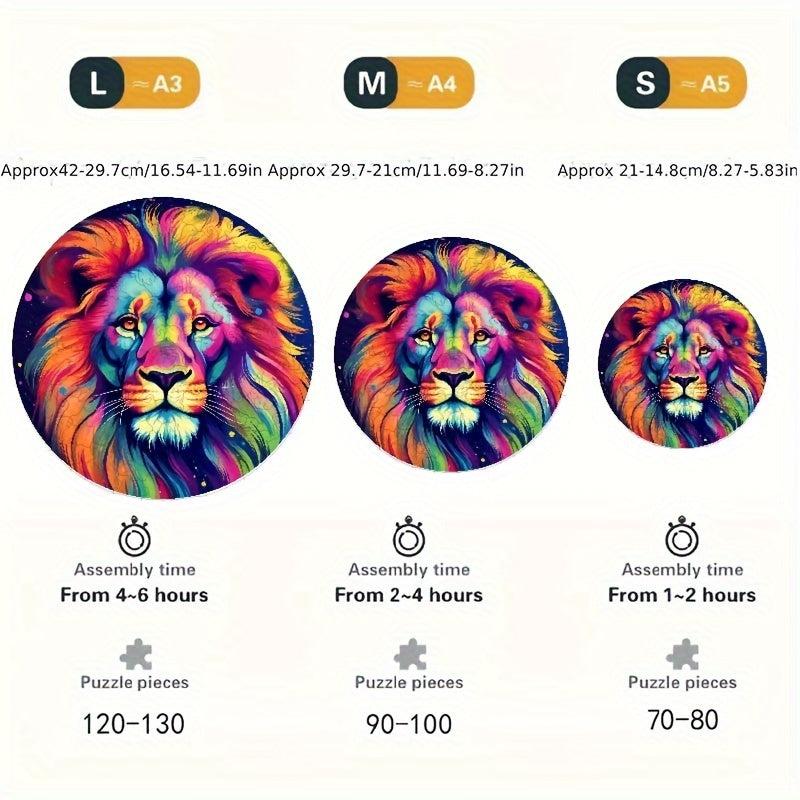 Colorful Lion Wooden Puzzle Toy - Fun Family Game Gift