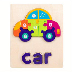 3D Vowel Letter Puzzles for Kids - Educational Word Card Buckle Toy