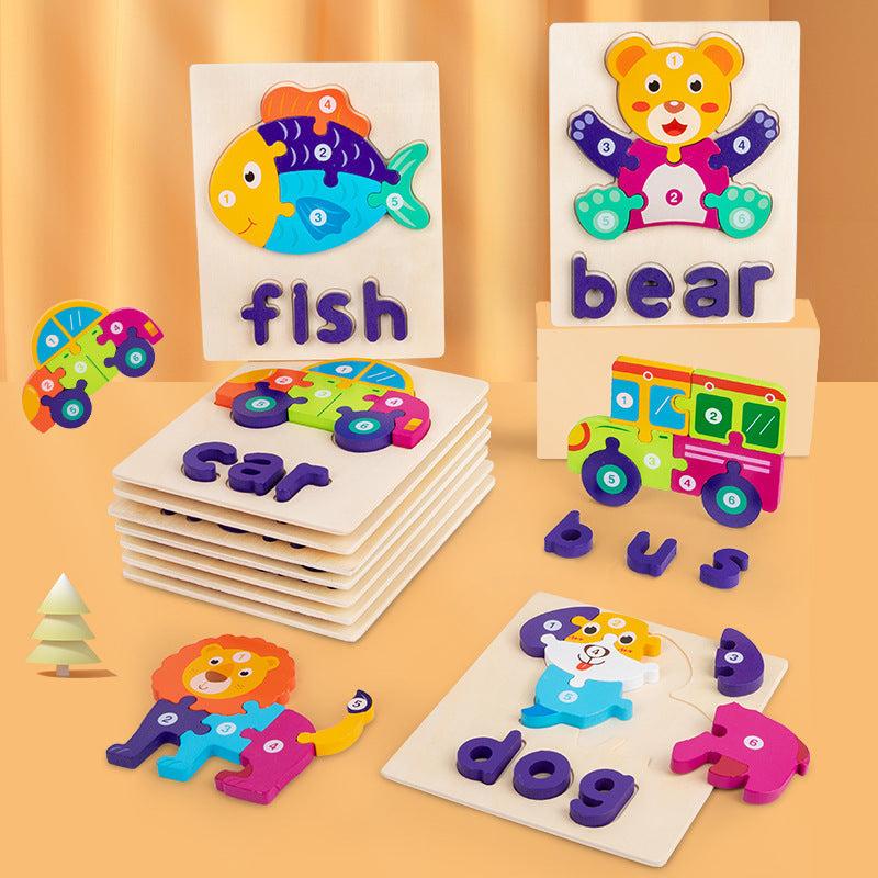 3D Vowel Letter Puzzles for Kids - Educational Word Card Buckle Toy