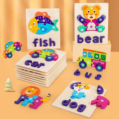 3D Vowel Letter Puzzles for Kids - Educational Word Card Buckle Toy