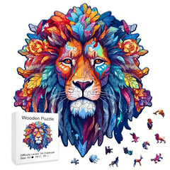 Colorful Lion Head Puzzle Magic Toy Wooden Brain Teaser Gift