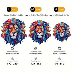 Colorful Lion Head Puzzle Magic Toy Wooden Brain Teaser Gift