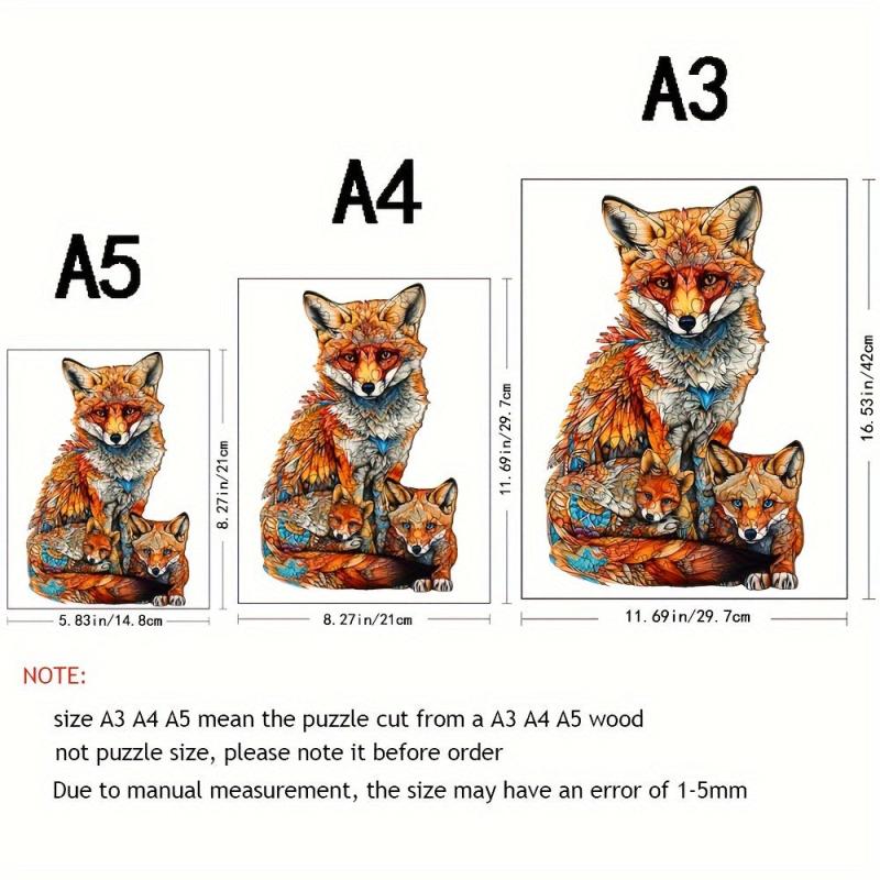 Colorful Fox Family Puzzle Wooden Brain Teaser Gift