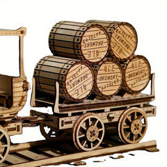 3D Wooden Puzzle DIY Red Wine Transport Vehicle Desktop Decorations