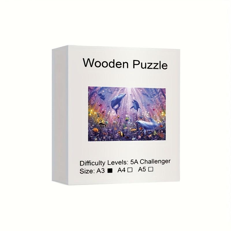 Dolphin Wooden Jigsaw Puzzle Unique Animal Shaped Magic Puzzles