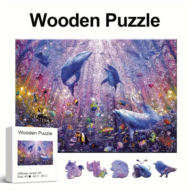 Dolphin Wooden Jigsaw Puzzle Unique Animal Shaped Magic Puzzles