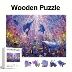 Dolphin Wooden Jigsaw Puzzle Unique Animal Shaped Magic Puzzles