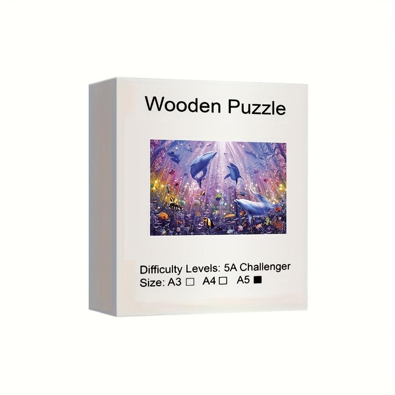Dolphin Wooden Jigsaw Puzzle Unique Animal Shaped Magic Puzzles