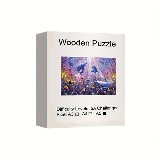 Dolphin Wooden Jigsaw Puzzle Unique Animal Shaped Magic Puzzles