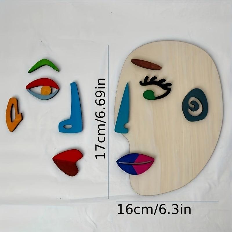 Detachable Wooden Puzzle with Human Face Accessories
