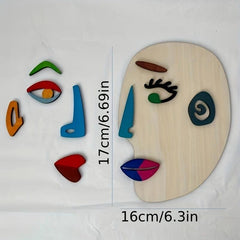 Detachable Wooden Puzzle with Human Face Accessories