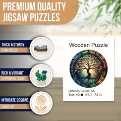 Colorful Tree Wooden Jigsaw Puzzles For Adults Animal Shaped Pieces
