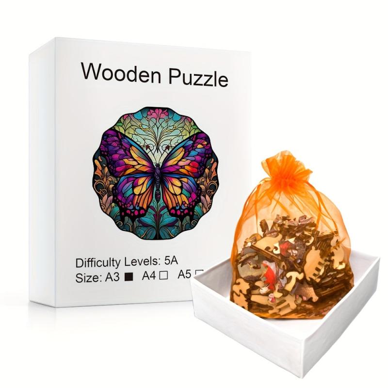 Colorful Butterfly Puzzle Irregular Animal Wooden Brain Teaser Gift