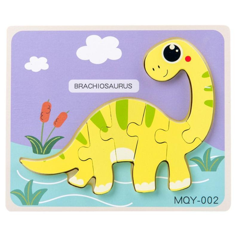 Dinosaur 3D Wooden Puzzle Jigsaw For Kids Boy Girl Montessori Early Learning