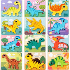 Dinosaur 3D Wooden Puzzle Jigsaw For Kids Boy Girl Montessori Early Learning