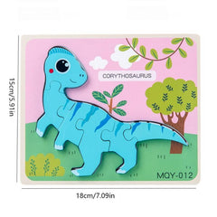 Dinosaur 3D Wooden Puzzle Jigsaw For Kids Boy Girl Montessori Early Learning
