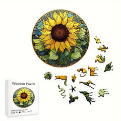 Window Grilles Sunflowers Wooden Puzzles for Senior Players