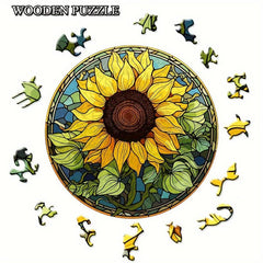Window Grilles Sunflowers Wooden Puzzles for Senior Players