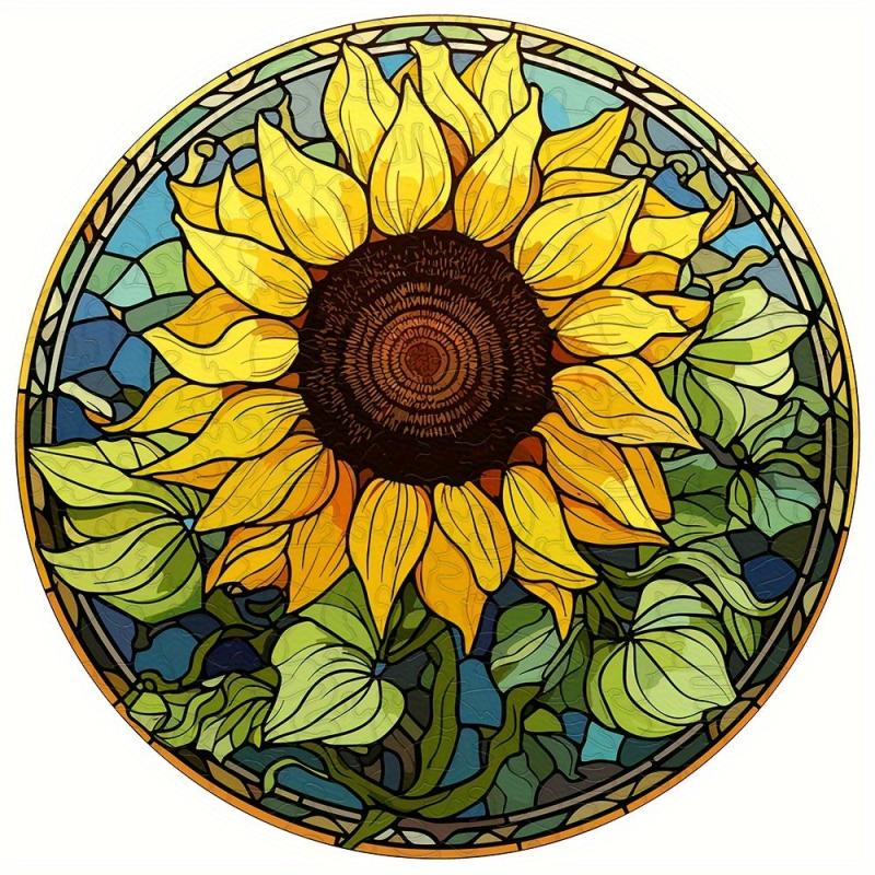 Window Grilles Sunflowers Wooden Puzzles for Senior Players