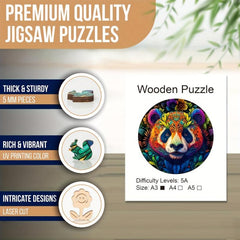 Panda Wooden Puzzles Toys For Advanced Players Animal Shaped Pieces