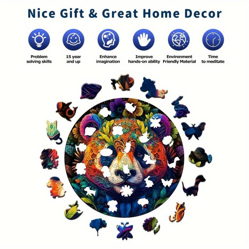 Panda Wooden Puzzles Toys For Advanced Players Animal Shaped Pieces