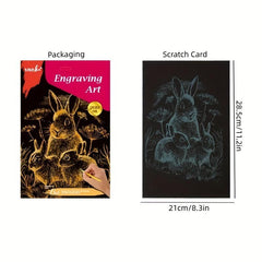 Rainbow Scratch Art Paper Set - Kids & Adults Painting Kit