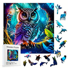 Colorful Owl Wood Puzzle - Magic Irregular Animal Shaped Wooden Puzzle