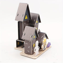 DIY Paper 3D Stereoscopic Puzzle Castle Halloween Haunted House