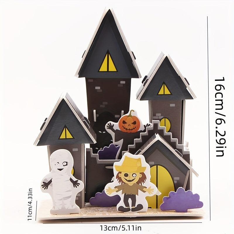 DIY Paper 3D Stereoscopic Puzzle Castle Halloween Haunted House