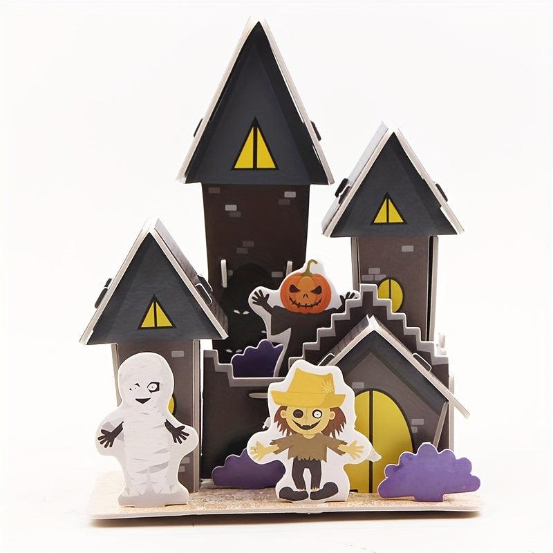 DIY Paper 3D Stereoscopic Puzzle Castle Halloween Haunted House