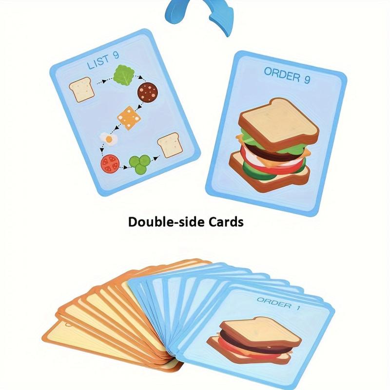 Wooden Play House Food Assembly Toy Set - Hamburger, Fries, Sandwich