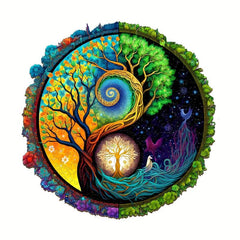 Starry Night God Tree Wooden Jigsaw Puzzle