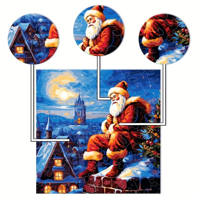 Christmas Wooden Puzzles Santa Claus Irregular Animal Shaped Creative