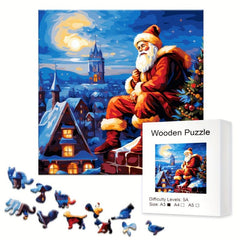 Christmas Wooden Puzzles Santa Claus Irregular Animal Shaped Creative