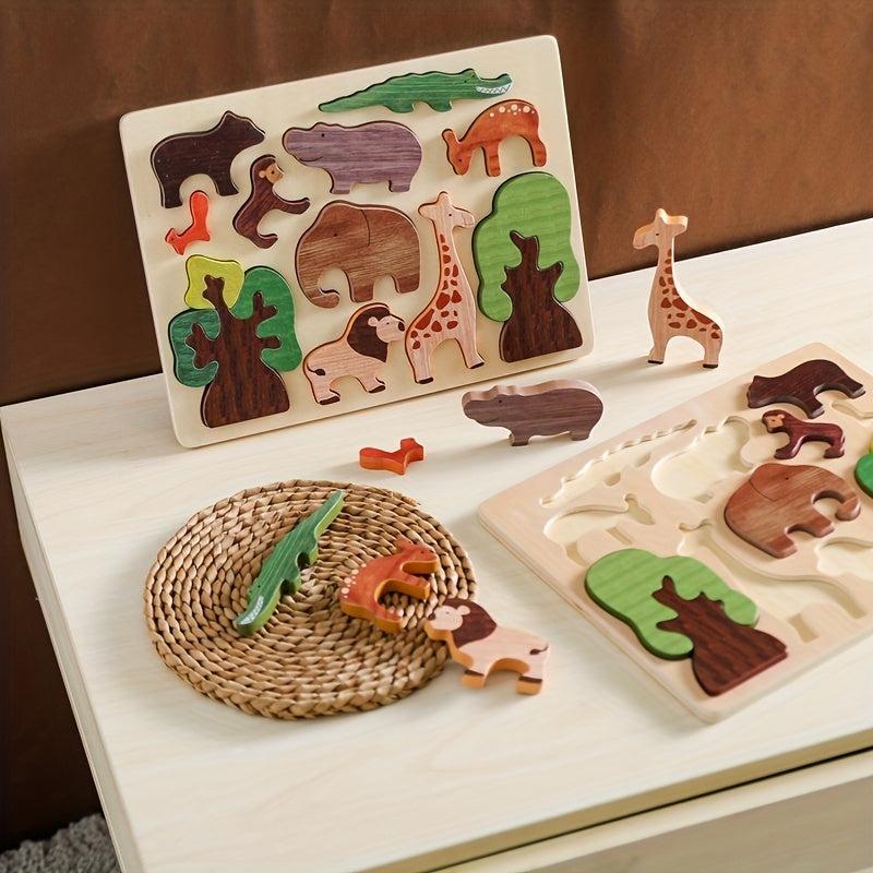 Wooden Animal Inlaid Puzzle Toys for Children