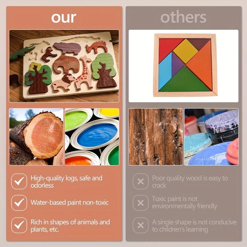Wooden Animal Inlaid Puzzle Toys for Children