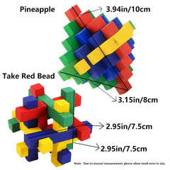 Colorful Wooden Kongming Lock 3D Brain Teaser Puzzle for Adults & Kids