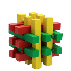 Colorful Wooden Kongming Lock 3D Brain Teaser Puzzle for Adults & Kids
