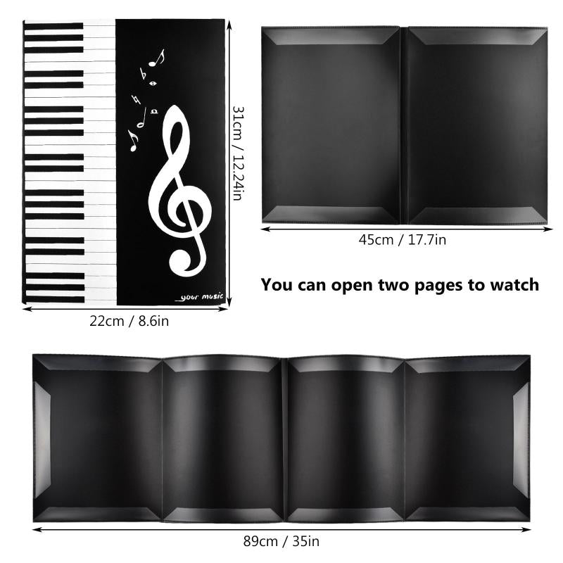 6 Pages A4 Music Folder Piano Guitar Organiser Anti Glare