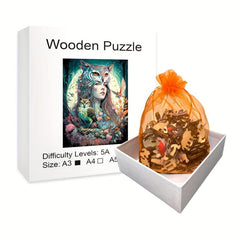 Owl Fairy Wood Puzzle Magic Toy Animal Shaped Wooden Brain Teaser Gift