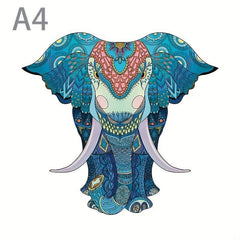 Animal Montessori Wooden Puzzle Elephant DIY Drawing