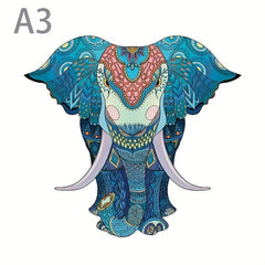 Animal Montessori Wooden Puzzle Elephant DIY Drawing