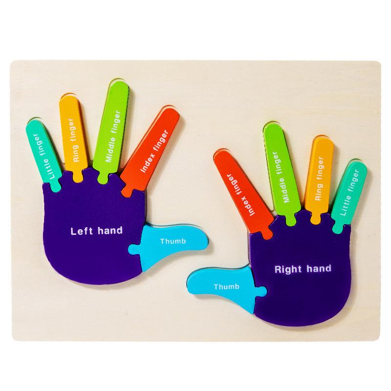 Colorful Wooden Hand & Foot 3D Jigsaw Puzzle for Kids