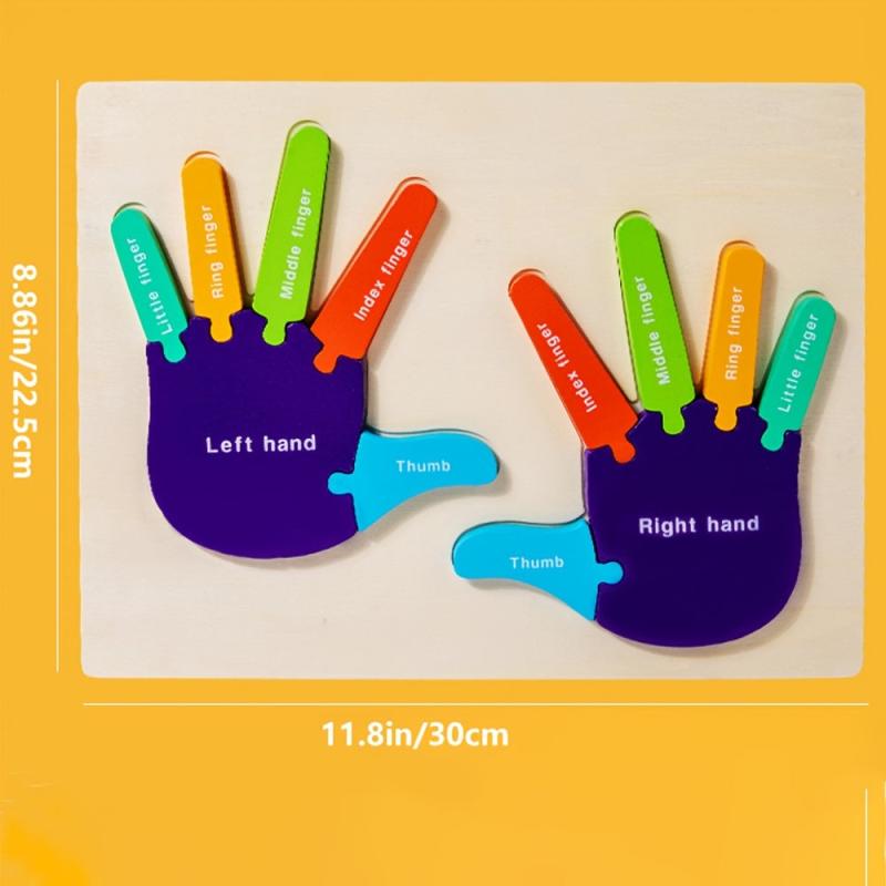 Colorful Wooden Hand & Foot 3D Jigsaw Puzzle for Kids