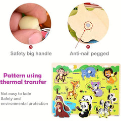 Wooden Toddler Puzzles Set - Traffic, Animals, Ocean - Educational Toy