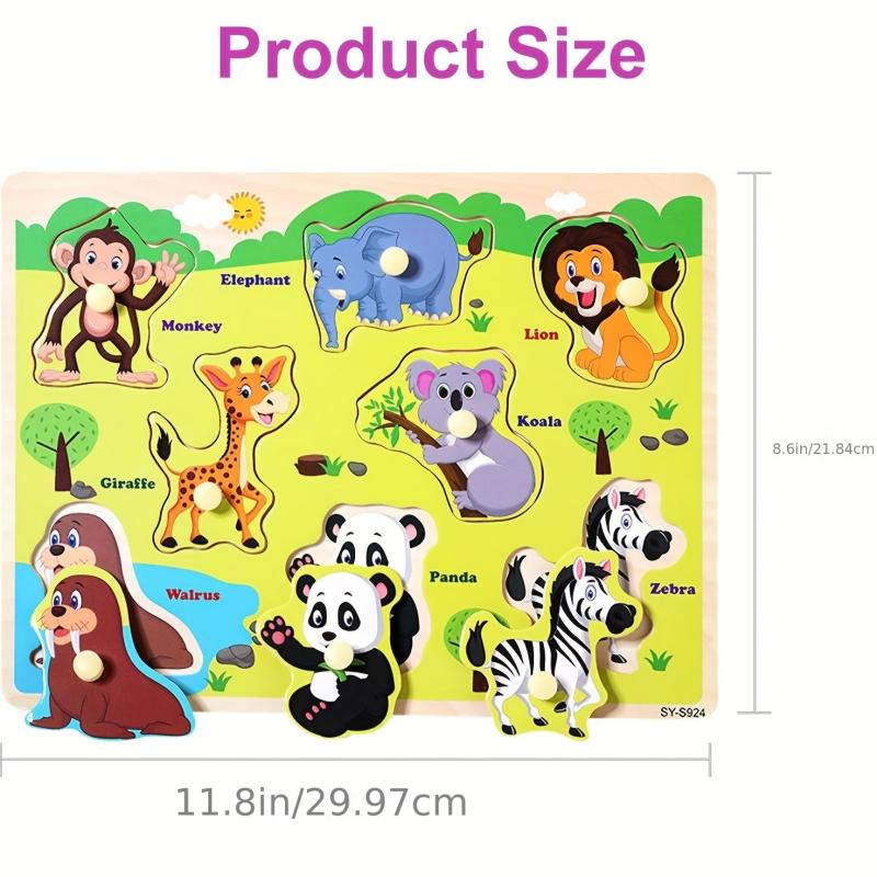 Wooden Toddler Puzzles Set - Traffic, Animals, Ocean - Educational Toy