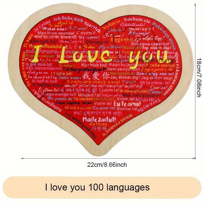 Wooden Heart Puzzle I Love You Anniversary Gift