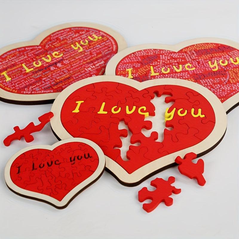 Wooden Heart Puzzle I Love You Anniversary Gift