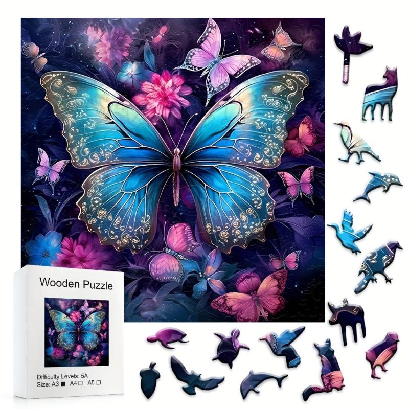Colorful Butterfly Puzzle Irregular Wooden Brain Teaser Toy