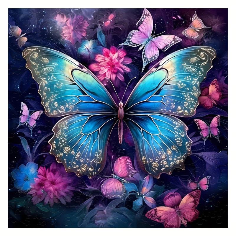 Colorful Butterfly Puzzle Irregular Wooden Brain Teaser Toy